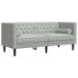 Preview: 2-tlg. Chesterfield-Sofa-Set mit Nackenrollen Hellgrau Samt