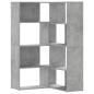 Preview: Eck-Bücherregal 4 Böden Betongrau 85x85x140 cm Holzwerkstoff