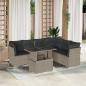 Preview: ARDEBO.de - 7-tlg. Garten-Sofagarnitur mit Kissen Hellgrau Poly Rattan