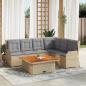 Preview: ARDEBO.de - 5-tlg. Garten-Lounge-Set mit Kissen Beige Poly Rattan