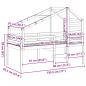 Preview: Hochbett mit Dach Wachsbraun 90x190 cm Massivholz Kiefer