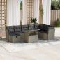 Preview: ARDEBO.de - 9-tlg. Garten-Sofagarnitur mit Kissen Hellgrau Poly Rattan