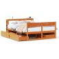 Preview: ARDEBO.de - Massivholzbett ohne Matratze Wachsbraun 135x190 cm Kiefernholz