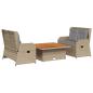 Preview: 3-tlg. Garten-Lounge-Set mit Kissen Beige Poly Rattan