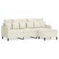 Preview: 3-Sitzer-Sofa mit Hocker Creme 180 cm Samt