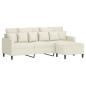 Preview: 3-Sitzer-Sofa mit Hocker Creme 180 cm Samt
