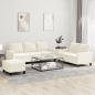 Preview: ARDEBO.de - 3-tlg. Sofagarnitur mit Kissen Creme Samt