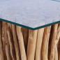 Preview: Couchtisch mit Glasplatte 66x66x40 cm Massivholz Teak