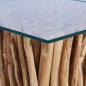 Preview: Couchtisch mit Glasplatte 66x66x40 cm Massivholz Teak