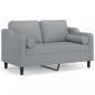 Preview: 2-Sitzer-Sofa mit Zierkissen Hellgrau 120 cm Stoff