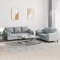 Preview: ARDEBO.de - 2-tlg. Sofagarnitur mit Kissen Hellgrau Stoff