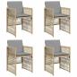 Preview: Gartenstühle mit Kissen 4 Stk. Beigemischung Poly Rattan