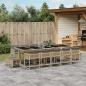 Preview: ARDEBO.de - 15-tlg. Garten-Essgruppe mit Kissen Beigemischung Poly Rattan