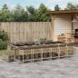 Preview: ARDEBO.de - 17-tlg. Garten-Essgruppe mit Kissen Beigemischung Poly Rattan
