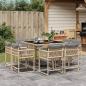 Preview: ARDEBO.de - 9-tlg. Garten-Essgruppe mit Kissen Beigemischung Poly Rattan