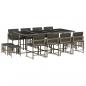 Preview: 13-tlg. Garten-Essgruppe mit Kissen Grau Poly Rattan