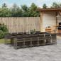 Preview: ARDEBO.de - 13-tlg. Garten-Essgruppe mit Kissen Grau Poly Rattan