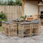Preview: ARDEBO.de - 9-tlg. Garten-Essgruppe mit Kissen Beigemischung Poly Rattan