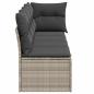 Preview: Gartensofa mit Kissen 4-Sitzer Hellgrau Poly Rattan