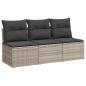 Preview: Gartensofa mit Kissen 3-Sitzer Hellgrau Poly Rattan
