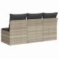 Preview: Gartensofa mit Kissen 3-Sitzer Hellgrau Poly Rattan