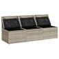 Preview: Gartensofa mit Kissen 3-Sitzer Hellgrau Poly Rattan
