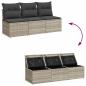 Preview: Gartensofa mit Kissen 3-Sitzer Hellgrau Poly Rattan