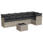 Preview: 7-tlg. Garten-Sofagarnitur mit Kissen Hellgrau Poly Rattan