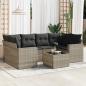Preview: ARDEBO.de - 7-tlg. Garten-Sofagarnitur mit Kissen Hellgrau Poly Rattan