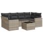 Preview: 7-tlg. Garten-Sofagarnitur mit Kissen Hellgrau Poly Rattan