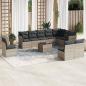 Preview: ARDEBO.de - 11-tlg. Garten-Sofagarnitur mit Kissen Hellgrau Poly Rattan