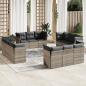 Preview: ARDEBO.de - 12-tlg. Garten-Sofagarnitur mit Kissen Hellgrau Poly Rattan