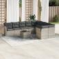 Preview: ARDEBO.de - 10-tlg. Garten-Sofagarnitur mit Kissen Hellgrau Poly Rattan