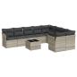 Preview: 10-tlg. Garten-Sofagarnitur mit Kissen Hellgrau Poly Rattan