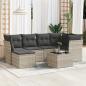 Preview: ARDEBO.de - 7-tlg. Garten-Sofagarnitur mit Kissen Hellgrau Poly Rattan