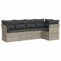 Preview: 5-tlg. Garten-Sofagarnitur mit Kissen Hellgrau Poly Rattan