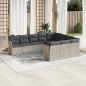 Preview: ARDEBO.de - 10-tlg. Garten-Sofagarnitur mit Kissen Hellgrau Poly Rattan