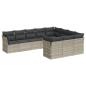 Preview: 10-tlg. Garten-Sofagarnitur mit Kissen Hellgrau Poly Rattan