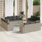 Preview: ARDEBO.de - 12-tlg. Garten-Sofagarnitur mit Kissen Hellgrau Poly Rattan