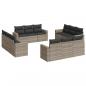 Preview: 12-tlg. Garten-Sofagarnitur mit Kissen Hellgrau Poly Rattan