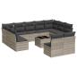 Preview: 12-tlg. Garten-Sofagarnitur mit Kissen Hellgrau Poly Rattan