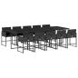 Preview: 11-tlg. Garten-Essgruppe mit Kissen Schwarz Poly Rattan