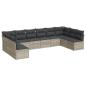 Preview: 10-tlg. Garten-Sofagarnitur mit Kissen Hellgrau Poly Rattan