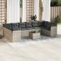 Preview: ARDEBO.de - 11-tlg. Garten-Sofagarnitur mit Kissen Hellgrau Poly Rattan