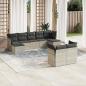 Preview: ARDEBO.de - 9-tlg. Garten-Sofagarnitur mit Kissen Hellgrau Poly Rattan
