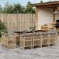 Preview: ARDEBO.de - 13-tlg. Garten-Essgruppe mit Kissen Beigemischung Poly Rattan