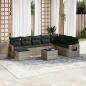 Preview: ARDEBO.de - 9-tlg. Garten-Sofagarnitur mit Kissen Hellgrau Poly Rattan