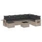 Preview: 9-tlg. Garten-Sofagarnitur mit Kissen Hellgrau Poly Rattan