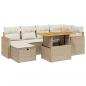 Preview: 7-tlg. Garten-Sofagarnitur mit Kissen Beige Poly Rattan