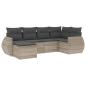 Preview: 6-tlg. Garten-Sofagarnitur mit Kissen Hellgrau Poly Rattan